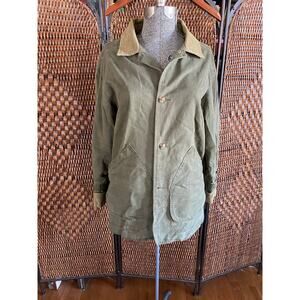 Size S//Vintage 90s Green Chore Coat Red Flannel Liner